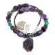 .925 Sterling Silver Certified Authentic Navajo Natural Turquoise Amethyst Hematite Native American Necklace 750230-1