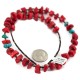.925 Sterling Silver Certified Authentic Navajo Natural Turquoise Coral Native American Necklace 750232-4