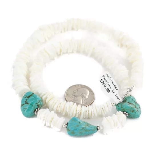 .925 Sterling Silver Certified Authentic Navajo Natural Turquoise Shell Native American Necklace 750230-10 .925 Sterling Silver Certified Authentic Navajo Natural Turquoise Shell Native American Necklace 750230-10