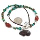 .925 Sterling Silver Certified Authentic Navajo Natural Turquoise Red Jasper Native American Necklace  750226-3