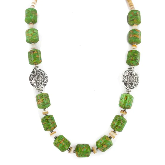 .925 Sterling Silver Certified Authentic Navajo Gaspeite Native American Necklace 750230-4 .925 Sterling Silver Certified Authentic Navajo Gaspeite Native American Necklace 750230-4