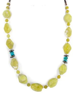 .925 Sterling Silver Certified Authentic Navajo Natural Turquoise Agate Hematite Native American Necklace 750232-6