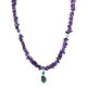 .925 Sterling Silver Certified Authentic Navajo Natural Turquoise Amethyst Native American Necklace  750232-1