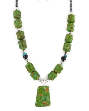 .925 Sterling Silver Certified Authentic Navajo Natural Turquoise Black Onyx Gaspeite Native American Necklace 750230-8