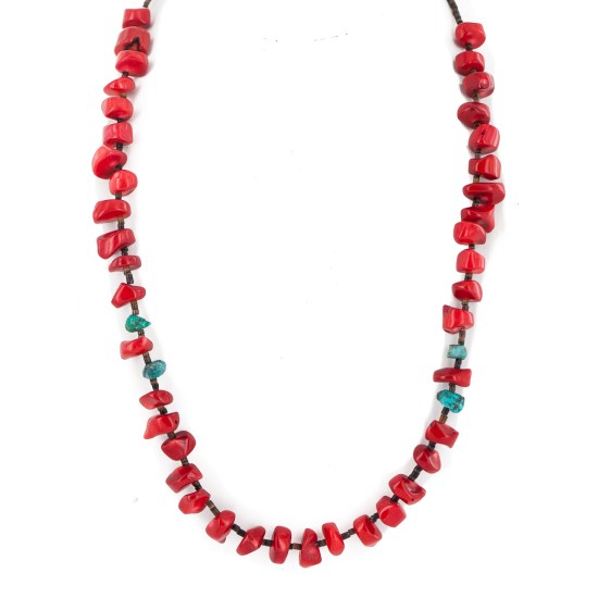 .925 Sterling Silver Certified Authentic Navajo Natural Turquoise Coral Native American Necklace 750232-4 .925 Sterling Silver Certified Authentic Navajo Natural Turquoise Coral Native American Necklace 750232-4