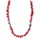.925 Sterling Silver Certified Authentic Navajo Natural Turquoise Coral Native American Necklace 750232-4