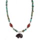 .925 Sterling Silver Certified Authentic Navajo Natural Turquoise Red Jasper Native American Necklace  750226-3