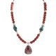 .925 Sterling Silver Certified Authentic Navajo Natural Turquoise Red Jasper Native American Necklace 750231-2
