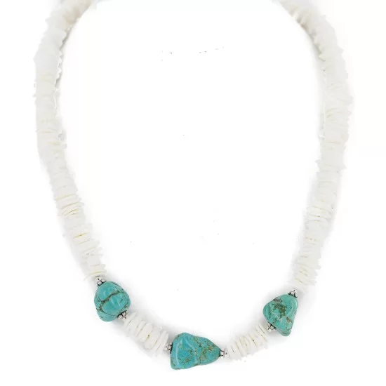 .925 Sterling Silver Certified Authentic Navajo Natural Turquoise Shell Native American Necklace 750230-10 .925 Sterling Silver Certified Authentic Navajo Natural Turquoise Shell Native American Necklace 750230-10