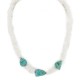 .925 Sterling Silver Certified Authentic Navajo Natural Turquoise Shell Native American Necklace 750230-10
