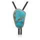 Handmade Certified Authentic Navajo .925 Sterling Silver Native American Natural Turquoise Bolo Tie 34205