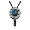 Handmade Certified Authentic Navajo .925 Sterling Silver Native American Natural Turquoise Bolo Tie 34206