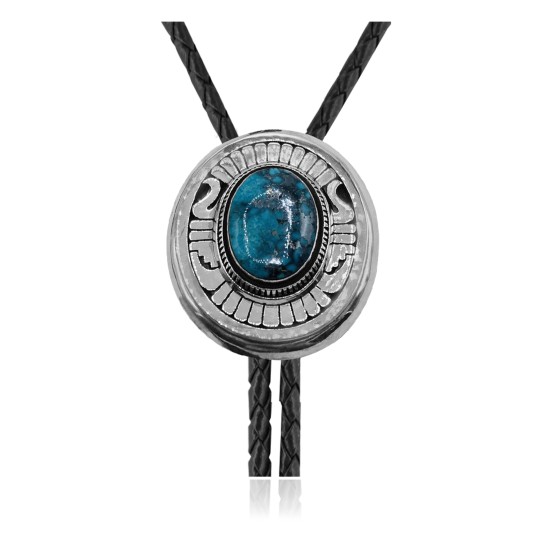 Handmade Certified Authentic Navajo .925 Sterling Silver Native American Natural Turquoise Bolo Tie 34206 Handmade Certified Authentic Navajo .925 Sterling Silver Native American Natural Turquoise Bolo Tie 34206