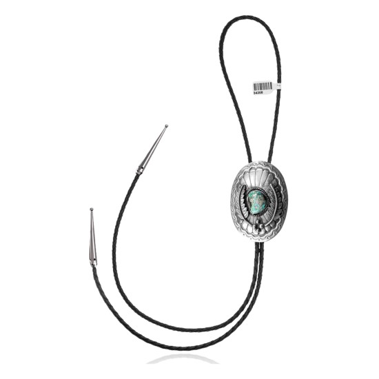 Feather .925 Sterling Silver Certified Authentic Handmade Navajo Native American Natural Turquoise Bolo Tie 34208 Feather .925 Sterling Silver Certified Authentic Handmade Navajo Native American Natural Turquoise Bolo Tie 34208