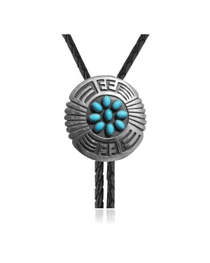 Maze .925 Sterling Silver Certified Authentic Handmade Navajo Native American Natural Turquoise Bolo Tie 34210 Maze .925 Sterling Silver Certified Authentic Handmade Navajo Native American Natural Turquoise Bolo Tie 34210