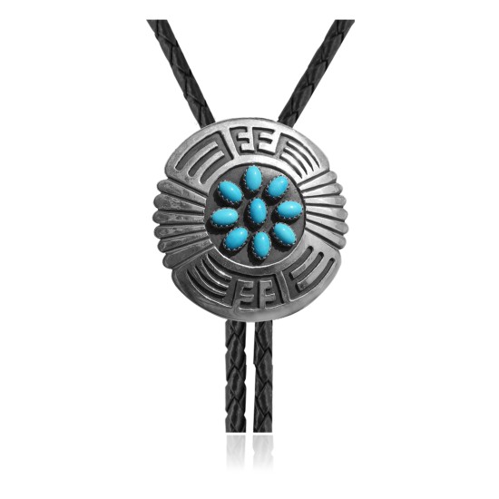 Maze .925 Sterling Silver Certified Authentic Handmade Navajo Native American Natural Turquoise Bolo Tie 34210 Maze .925 Sterling Silver Certified Authentic Handmade Navajo Native American Natural Turquoise Bolo Tie 34210