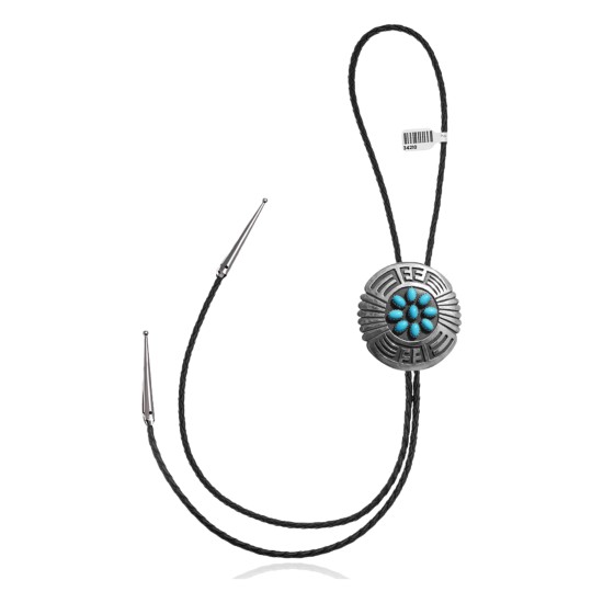 Maze .925 Sterling Silver Certified Authentic Handmade Navajo Native American Natural Turquoise Bolo Tie 34210 Maze .925 Sterling Silver Certified Authentic Handmade Navajo Native American Natural Turquoise Bolo Tie 34210