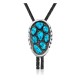Handmade Certified Authentic Navajo .925 Sterling Silver Native American Natural Turquoise Bolo Tie 34212