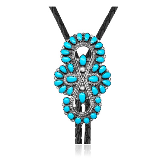 Handmade Certified Authentic Navajo .925 Sterling Silver Native American Natural Turquoise Bolo Tie 34213 Handmade Certified Authentic Navajo .925 Sterling Silver Native American Natural Turquoise Bolo Tie 34213