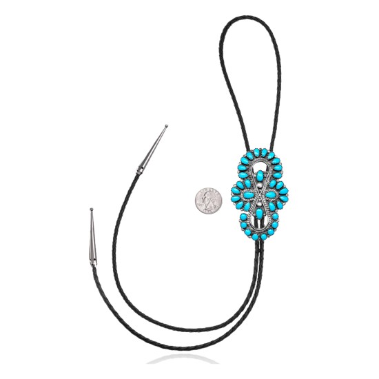 Handmade Certified Authentic Navajo .925 Sterling Silver Native American Natural Turquoise Bolo Tie 34213 Handmade Certified Authentic Navajo .925 Sterling Silver Native American Natural Turquoise Bolo Tie 34213