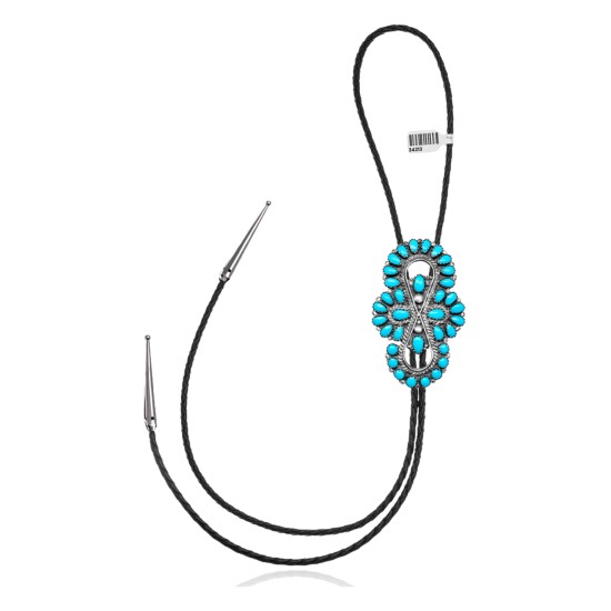 Handmade Certified Authentic Navajo .925 Sterling Silver Native American Natural Turquoise Bolo Tie 34213 Handmade Certified Authentic Navajo .925 Sterling Silver Native American Natural Turquoise Bolo Tie 34213