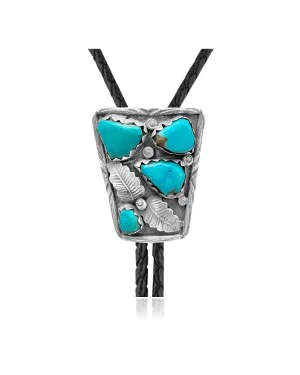 Feather .925 Sterling Silver Certified Authentic Handmade Navajo Native American Natural Turquoise Bolo Tie 34214 Feather .925 Sterling Silver Certified Authentic Handmade Navajo Native American Natural Turquoise Bolo Tie 34214