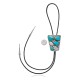 Feather .925 Sterling Silver Certified Authentic Handmade Navajo Native American Natural Turquoise Bolo Tie 34214