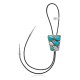 Feather .925 Sterling Silver Certified Authentic Handmade Navajo Native American Natural Turquoise Bolo Tie 34214