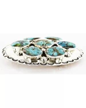 Certified Authentic Nuggets Navajo .925 Sterling Silver Natural Turquoise Native American Buckle 10527-2 Certified Authentic Nuggets Navajo .925 Sterling Silver Natural Turquoise Native American Buckle 10527-2