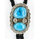 Handmade Certified Authentic Navajo .925 Sterling Silver Natural Turquoise Native American Bolo Tie  24382