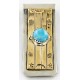 Handmade Certified Authentic Navajo Nickel and Brass Natural Turquoise Native American Money Clip 10523-3