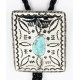 Handmade Certified Authentic Navajo Nickel Natural Turquoise Native American Bolo Tie  24389-2
