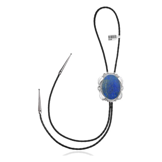 Feather .925 Sterling Silver Certified Authentic Handmade Navajo Native American Lapis Bolo Tie 34118 Feather .925 Sterling Silver Certified Authentic Handmade Navajo Native American Lapis Bolo Tie 34118