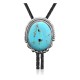 Handmade Certified Authentic Navajo .925 Sterling Silver Native American Natural Turquoise Bolo Tie 34220