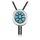 Wave .925 Sterling Silver Certified Authentic Handmade Navajo Native American Natural Turquoise Bolo Tie 34223