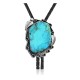 Feather .925 Sterling Silver Certified Authentic Handmade Navajo Native American Natural Turquoise Bolo Tie 34224
