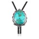 Sun .925 Sterling Silver Certified Authentic Handmade Navajo Native American Natural Turquoise Bolo Tie 34225