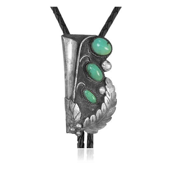 Feather .925 Sterling Silver Certified Authentic Handmade Navajo Native American Natural Turquoise Bolo Tie 34226 Feather .925 Sterling Silver Certified Authentic Handmade Navajo Native American Natural Turquoise Bolo Tie 34226