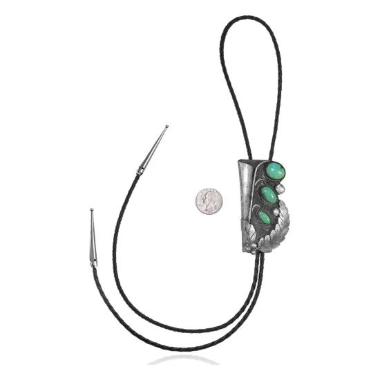 Feather .925 Sterling Silver Certified Authentic Handmade Navajo Native American Natural Turquoise Bolo Tie 34226 Feather .925 Sterling Silver Certified Authentic Handmade Navajo Native American Natural Turquoise Bolo Tie 34226