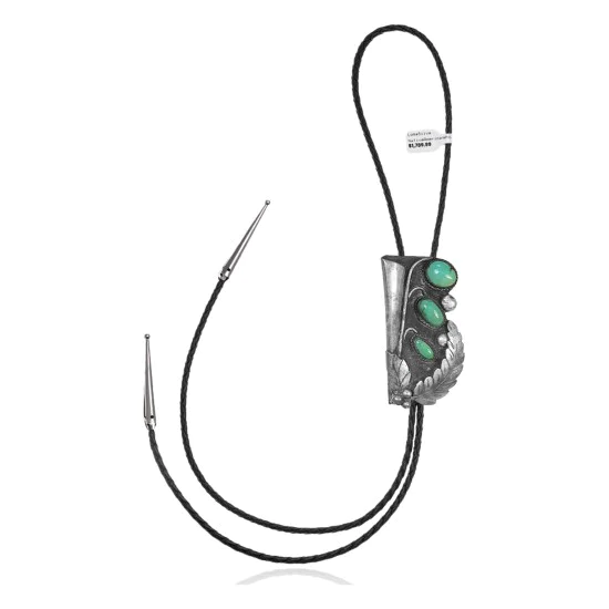Feather .925 Sterling Silver Certified Authentic Handmade Navajo Native American Natural Turquoise Bolo Tie 34226 Feather .925 Sterling Silver Certified Authentic Handmade Navajo Native American Natural Turquoise Bolo Tie 34226