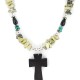 Cross .925 Sterling Silver Certified Authentic Navajo Natural Turquoise Green Jasper Black Onyx Native American Necklace 750238-6