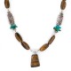 .925 Sterling Silver Certified Authentic Navajo Natural Turquoise Tigers Eye Native American Necklace 750237-6