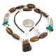 .925 Sterling Silver Certified Authentic Navajo Natural Turquoise Tigers Eye Native American Necklace 750237-6