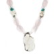 .925 Sterling Silver Certified Authentic Navajo White Howlite Pink Quartz Native American Necklace 750239-8