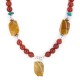 .925 Sterling Silver Certified Authentic Navajo Natural Turquoise Carnelian Agate Native American Necklace 750238-2