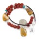 .925 Sterling Silver Certified Authentic Navajo Natural Turquoise Carnelian Agate Native American Necklace 750238-2