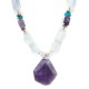 .925 Sterling Silver Certified Authentic Navajo Natural Turquoise Amethyst Opalite Native American Necklace 750240-3