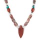 .925 Sterling Silver Arrow Certified Authentic Navajo Natural Turquoise Red Jasper Charoite Native American Necklace 750241-1