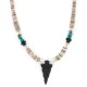 .925 Sterling Silver Arrow Certified Authentic Navajo Natural Turquoise Black Onyx Graduated Melon Shell Native American Necklace 750237-4 .925 Sterling Silver Arrow Certified Authentic Navajo Natural Turquoise Black Onyx Graduated Melon Shell Native American Necklace 750237-4