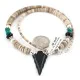 .925 Sterling Silver Arrow Certified Authentic Navajo Natural Turquoise Black Onyx Graduated Melon Shell Native American Necklace 750237-4 .925 Sterling Silver Arrow Certified Authentic Navajo Natural Turquoise Black Onyx Graduated Melon Shell Native American Necklace 750237-4